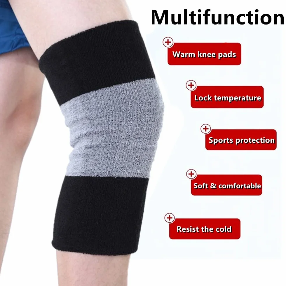 Genouillères unisexes d'hiver épaisses et élastiques pour sport - Cyclisme, course à pied, danse (bleu + noir)
