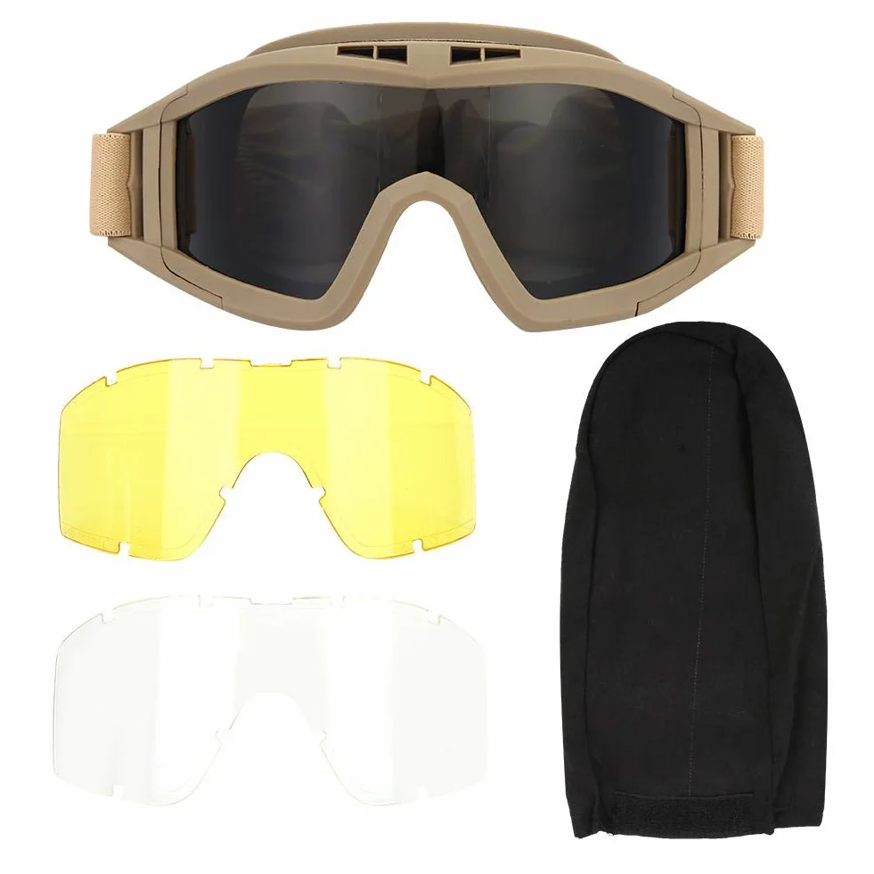 Tactics Goggles Airsoft Paintball Ski Anti-Dust Anti-Fog Eye Protection Military Glasses