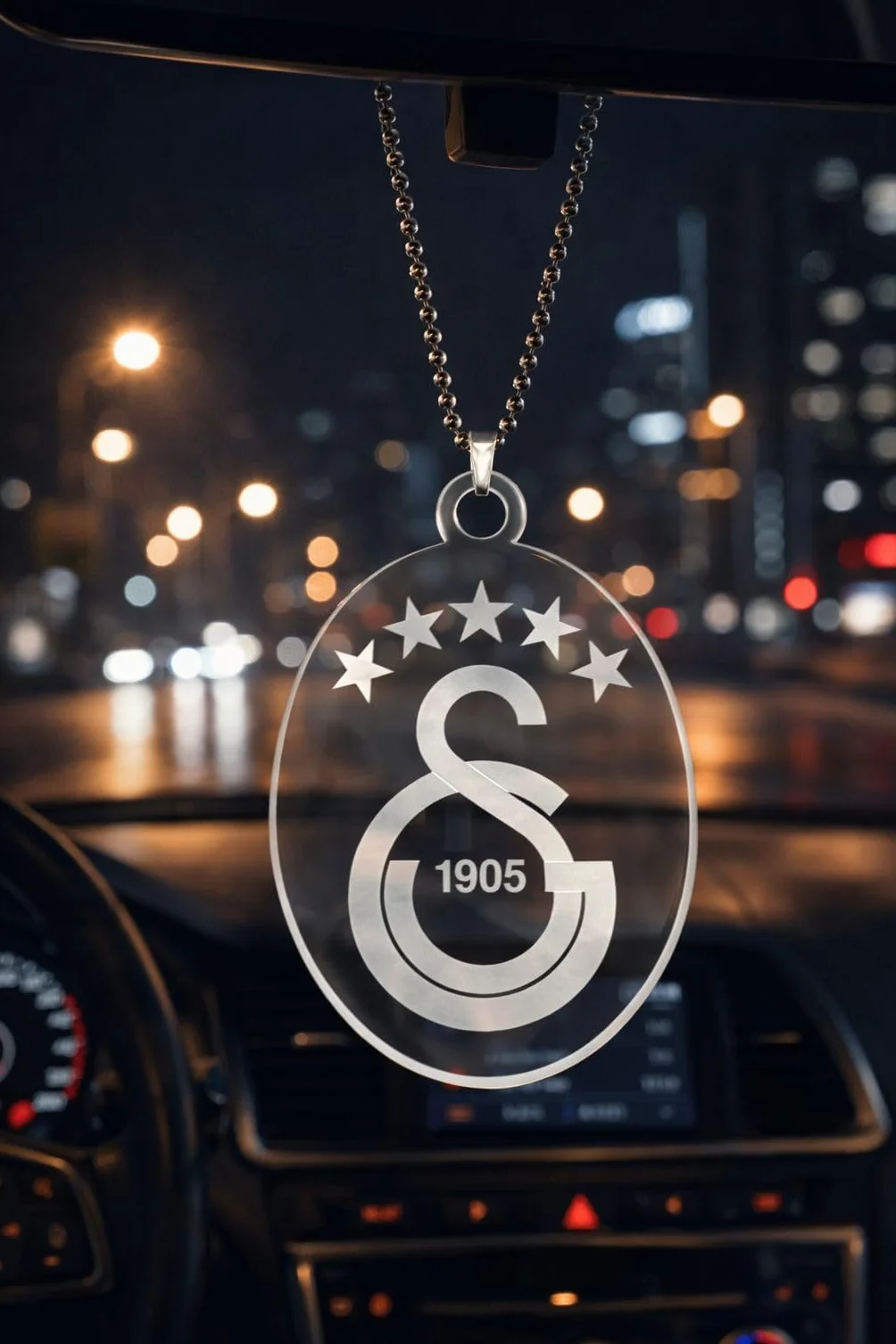 Galatasaray Pendentif de rétroviseur en acrylique 8 x 6,5 cm Décoration de voiture