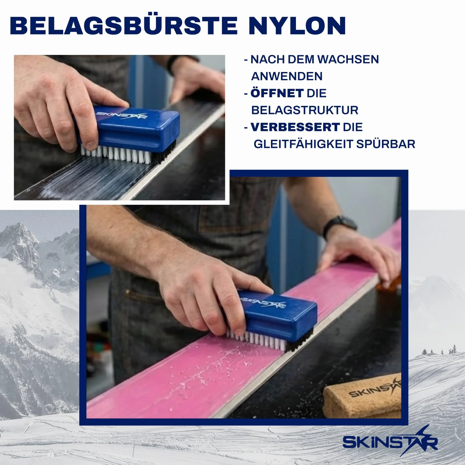 SkinStar Démarreur Ski Cire Set, Fer de Fartage, Brosses, Cire, Nettoyant 7-pièces