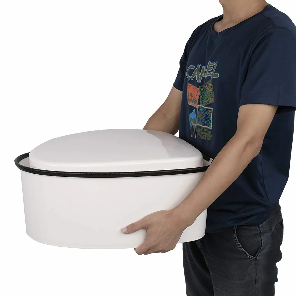 Outvita Pot de Chambre Adulte 5 L Toilette Camping Amovible avec Porte-Papier Hygiénique Blanc