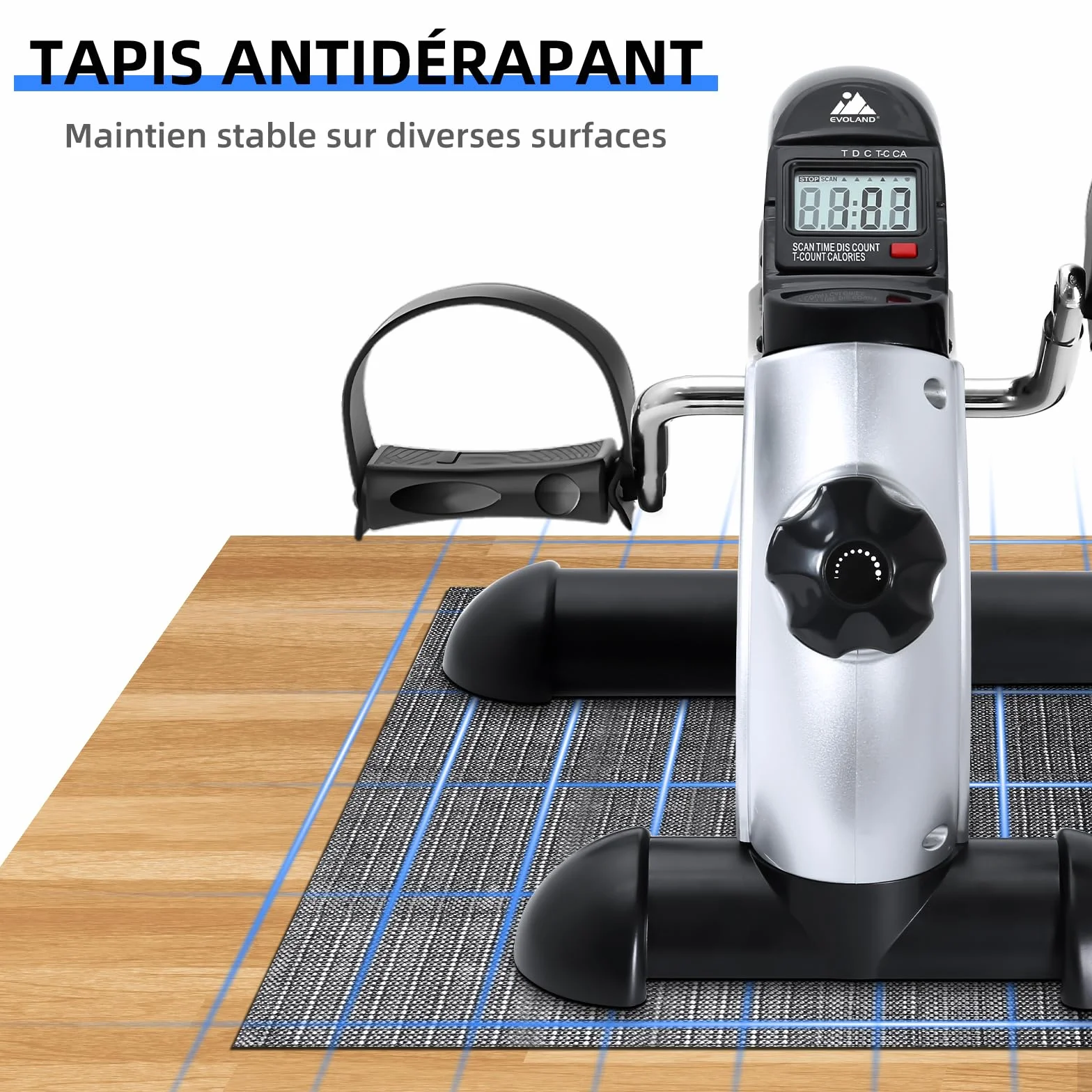 Mini Vélo d'Appartement Pédalier Réglable avec Écran LCD pour Jambes et Bras