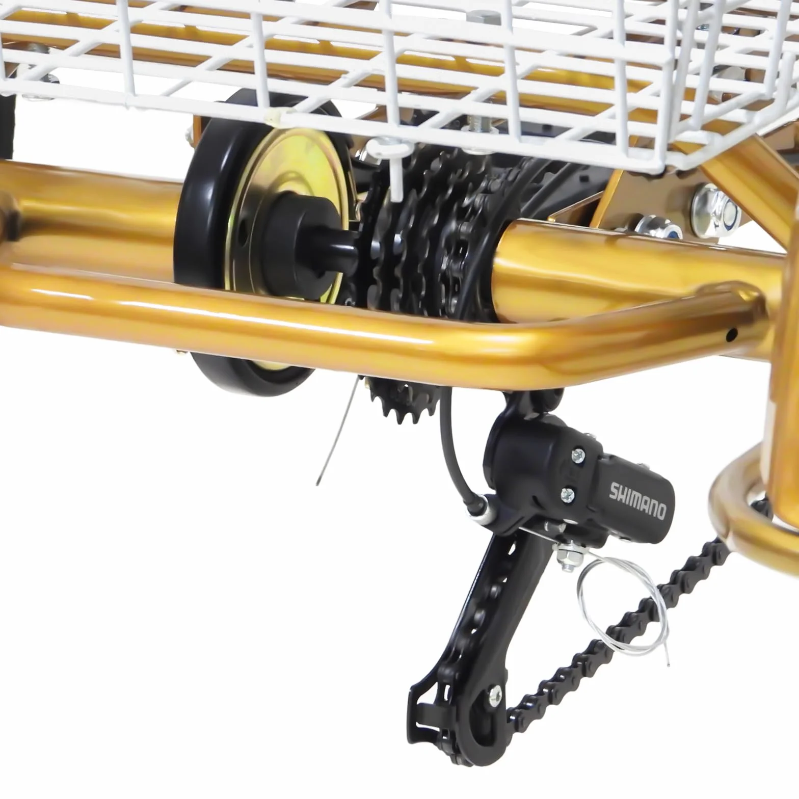 Tricycle pour adultes 24 pouces 6 vitesses avec lumière et panier à provisions