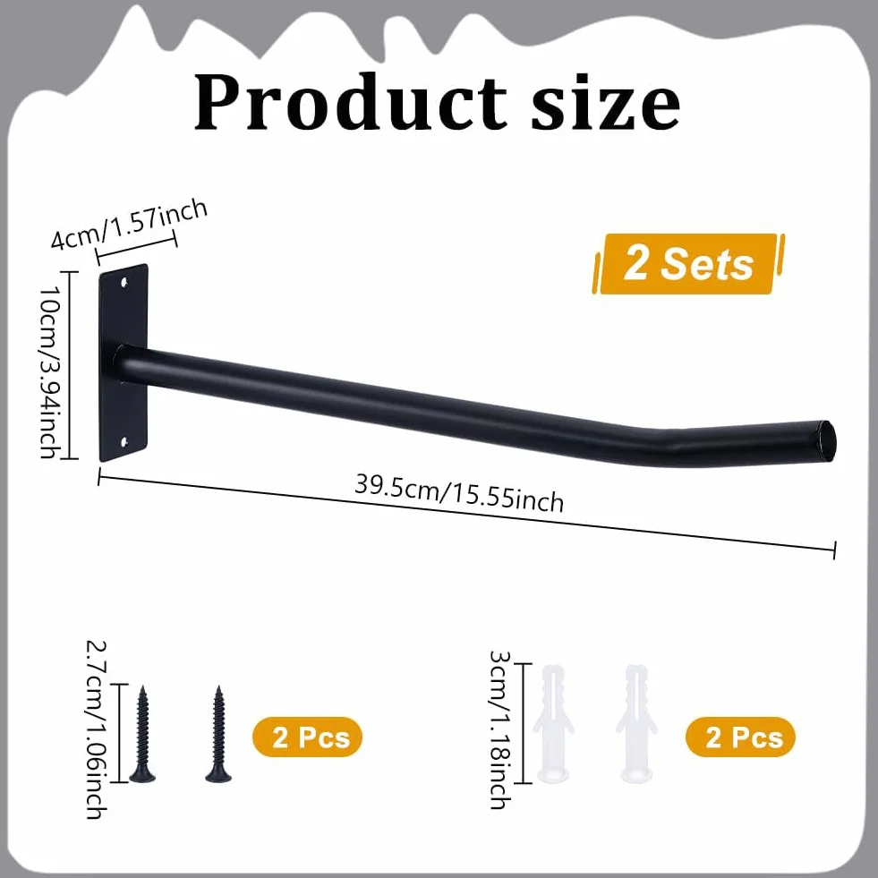 UNICRAFTALE 2 Supports Muraux Pour Ballon d Exercice Noir Fer 10x4x39.5cm