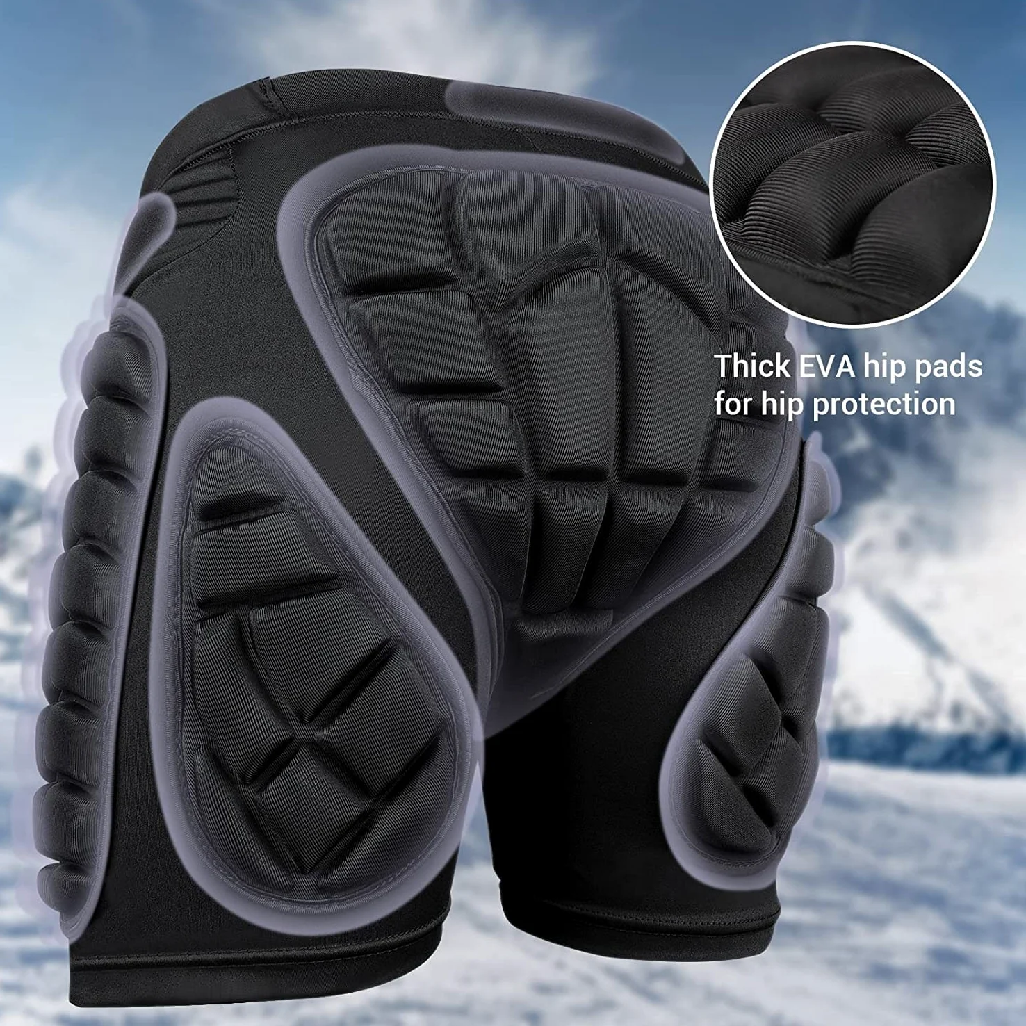 Short De Compression Rembourré De Protection for Snowboard, Skate, Ski, Football, Basket-Ball - Rembourrage Hanche, Fesses Et Coccyx
