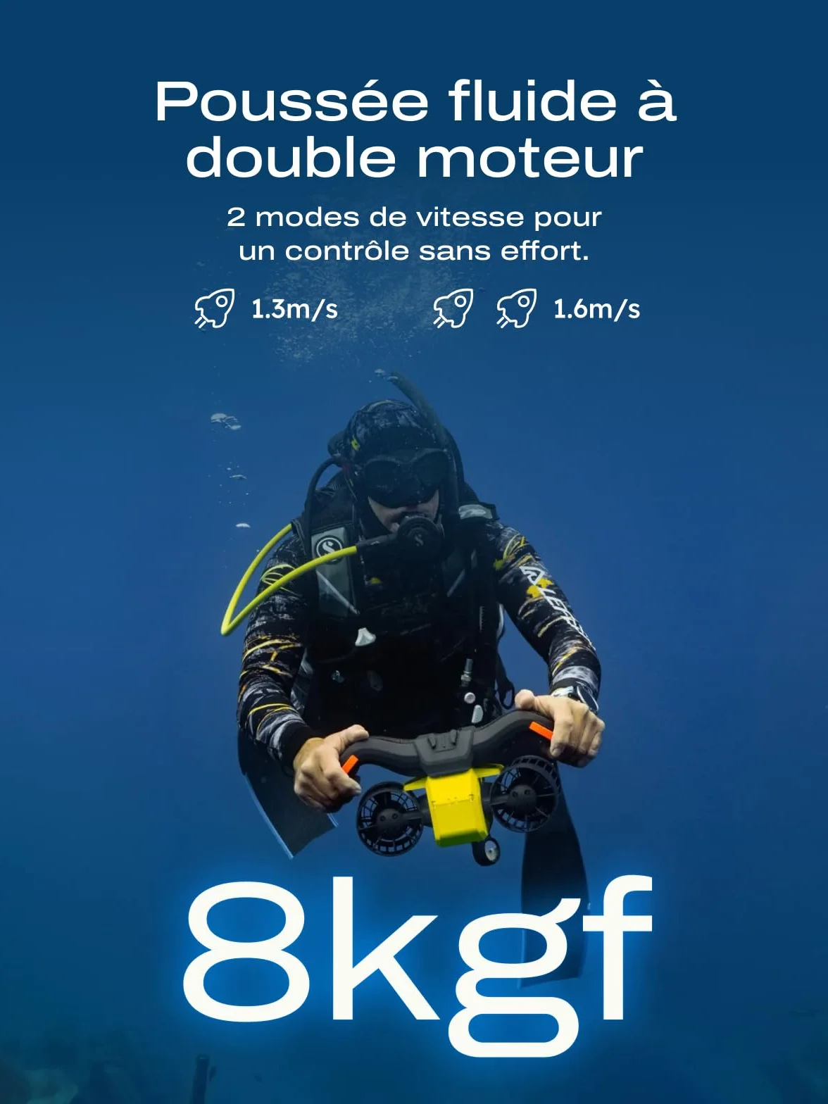 LEFEET Trottinette sous-Marine C1 Deux Moteurs IPX8 30 m étanche Batterie 60 Min Support caméra