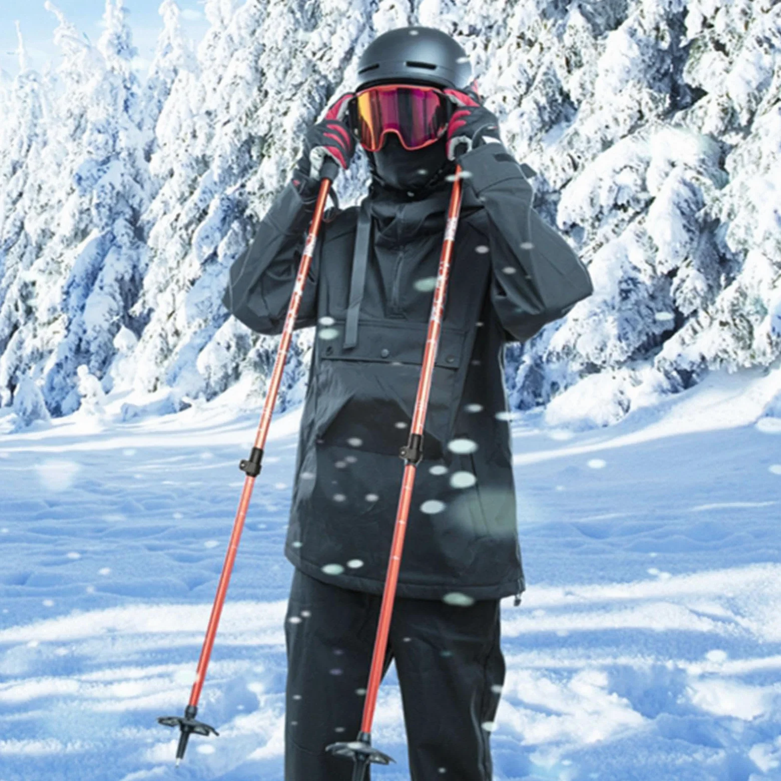 Lot de 2 Bâtons de Ski Ergonomiques en Aluminium avec Réglage Télescopique, Rondelle à Neige et Système de Verrouillage pour Les Passionnés de Ski, Le