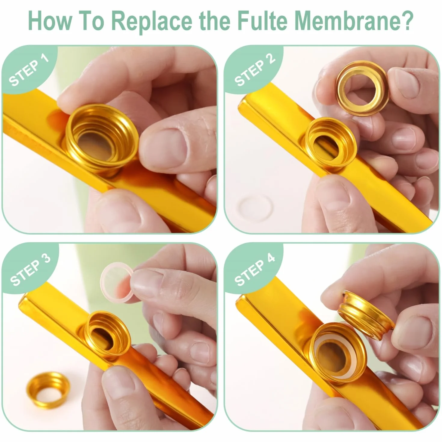 Fansjoy Lot de 6 Kazoo Metal, Instrument en Alliage d'Aluminium avec 12 Membranes de Flûte
