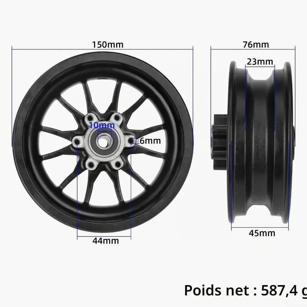Ensemble de moyeux de roue avant et arrière de rechange pour Kukirin G2 Pro DB avec pneus à vide sans chambre à air 9 x 3 05 5 pour améliorer la maniabilité et la sécurité de la trottinette (roues +