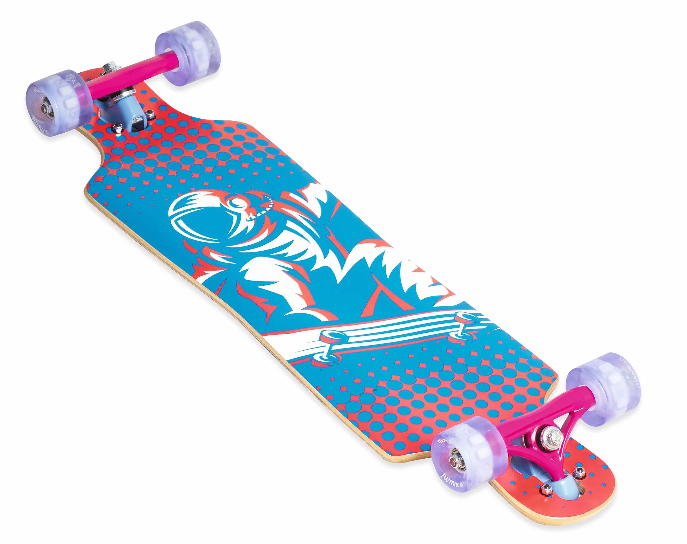 Muuwmi ABEC 7 Longboard Skateboard for Children and Adults with Lighting Wheels