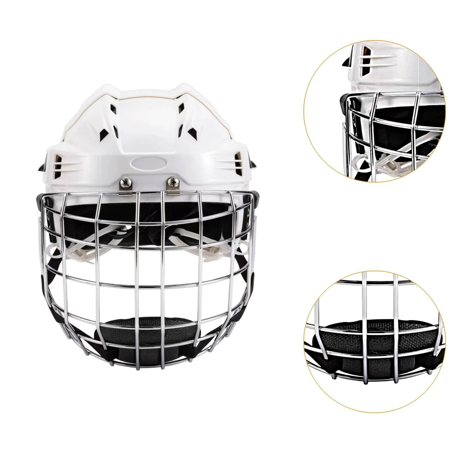 Casque de Hockey sur Glace, Casque de Rugby, Protection de tête Respirante et Ajustable avec Grille pour en Salle et en extérieur, pour Adultes