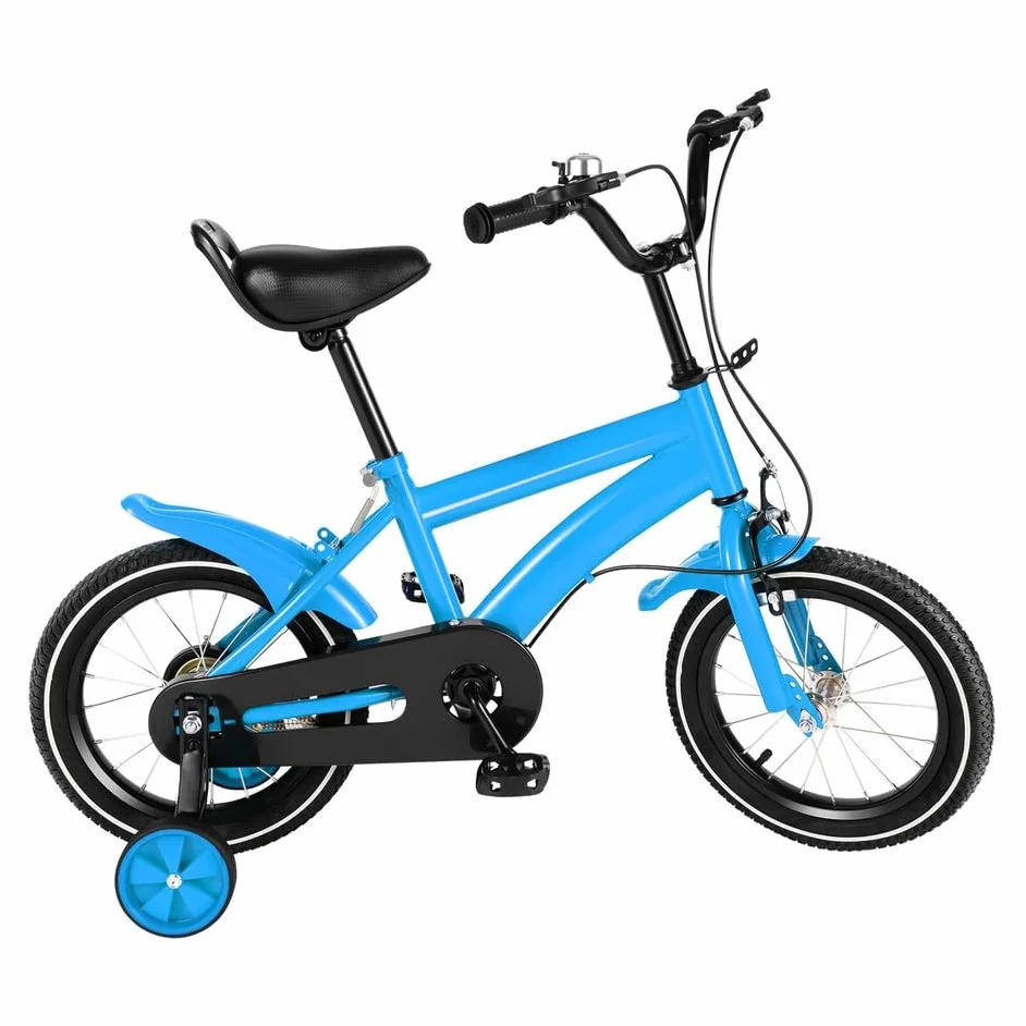 Vélo pour enfant 14 pouces à partir de 4 ans garçon fille avec roues d'entraînement freins à rétropédalage