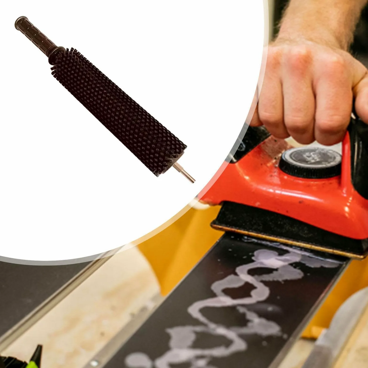 Kit de Fartage de Skis avec Manche, Brosse en Nylon de 30 Cm pour L'entretien des Skis