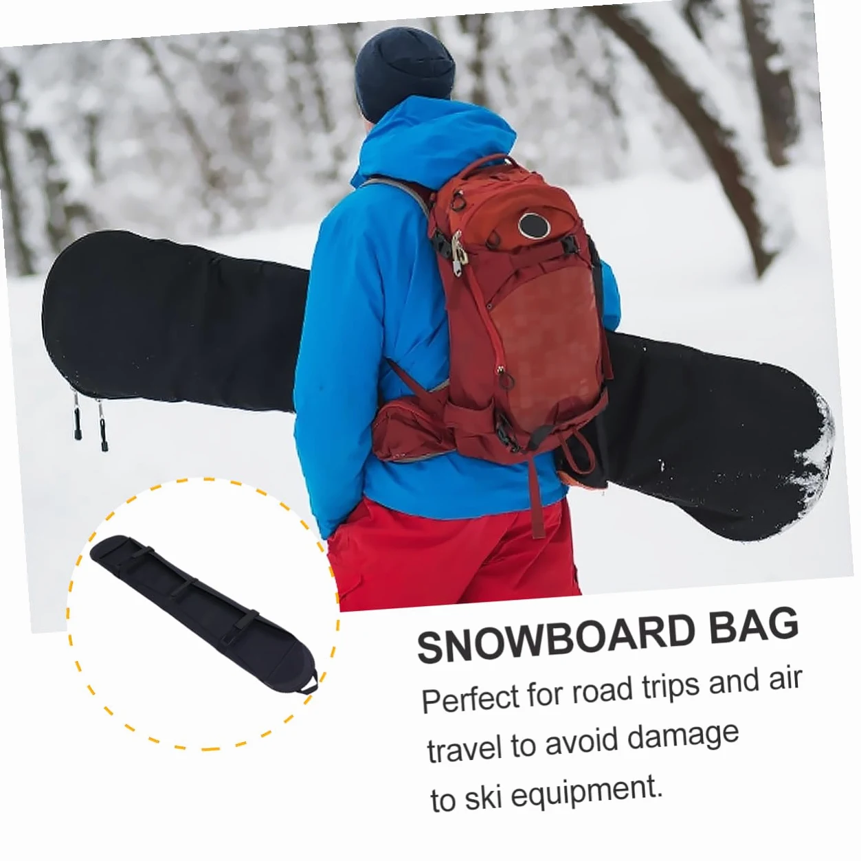 POPETPOP Housse de Snowboard Légère et Pratique en Matériau Résistant Protection pour Snowboard Noir Rangement Sécurisé pour Sports d'hiver et Voyages Paquet de Transport Multifonction