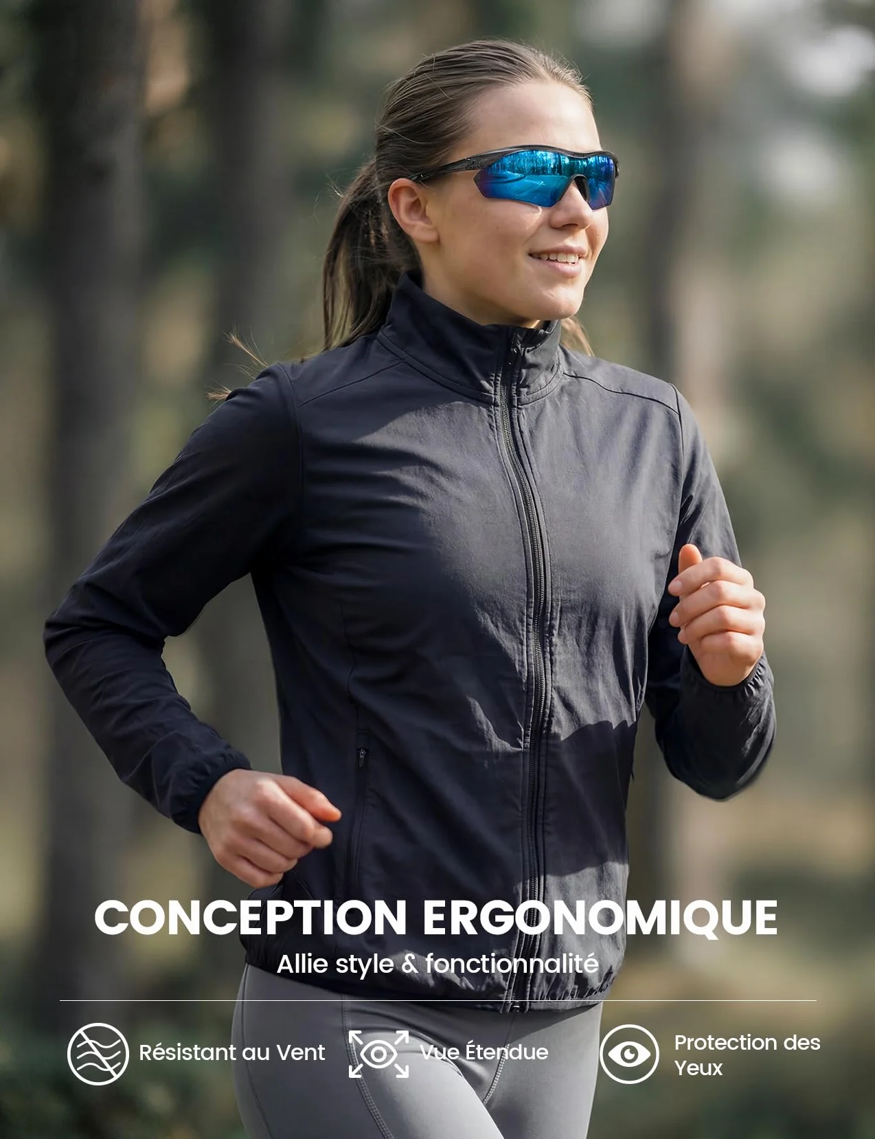 Lamicall Lunettes de Soleil Cyclisme Polarisées 22g Ultraléger TAC Verres Monoblocs UV400 Protection TR90 Monture