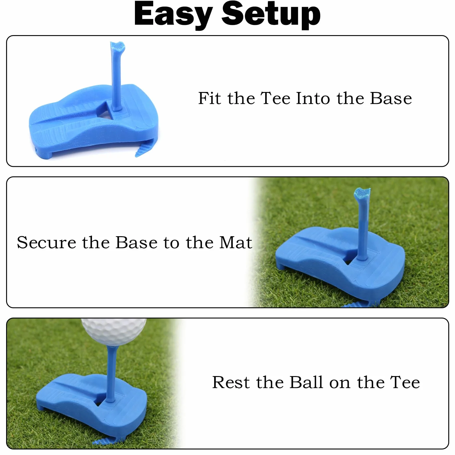 Support de Tees de Golf pour Gazon Artificiel - Base articulée et 5 Tees pour simulateur, Plateforme de Frappe Stable