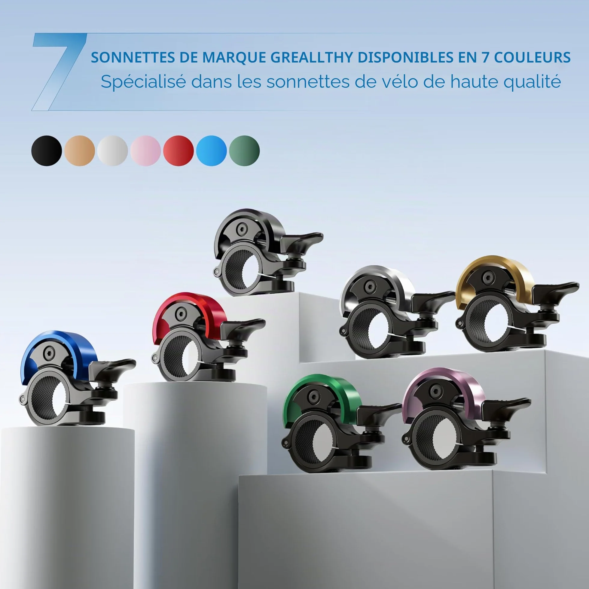Greallthy Sonnette de vélo en Alliage d'aluminium Mini pour VTT Route Électrique Guidon 19-25,4 mm