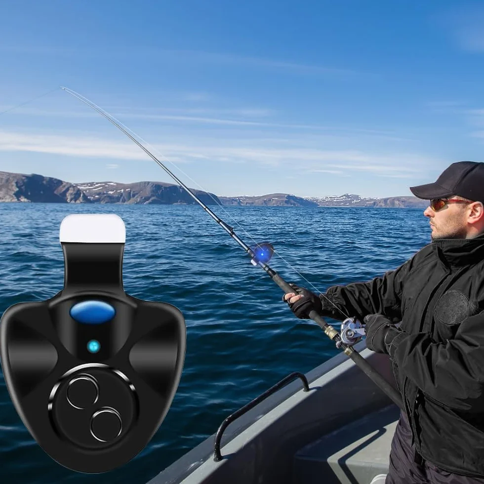 Mizikuu Lot de 3 détecteurs de touche électroniques à LED Light-Strike LED - Alarme de pêche avec détecteur de mouvement - Veilleuse - Pointe de canne à pêche à clip