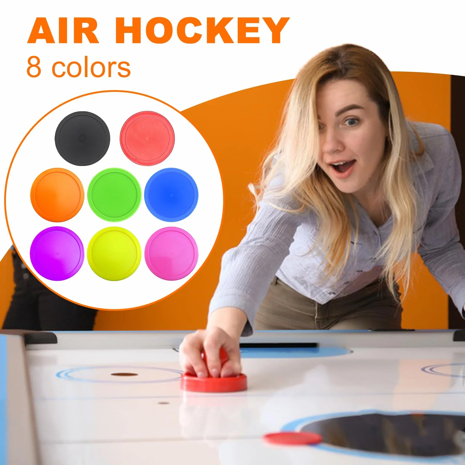 Palets de hockey sur glace multicolores Lot de 8 pour jeux de table Accessoires lumineux légers flexibles lisses adultes divertissement à domicile sports