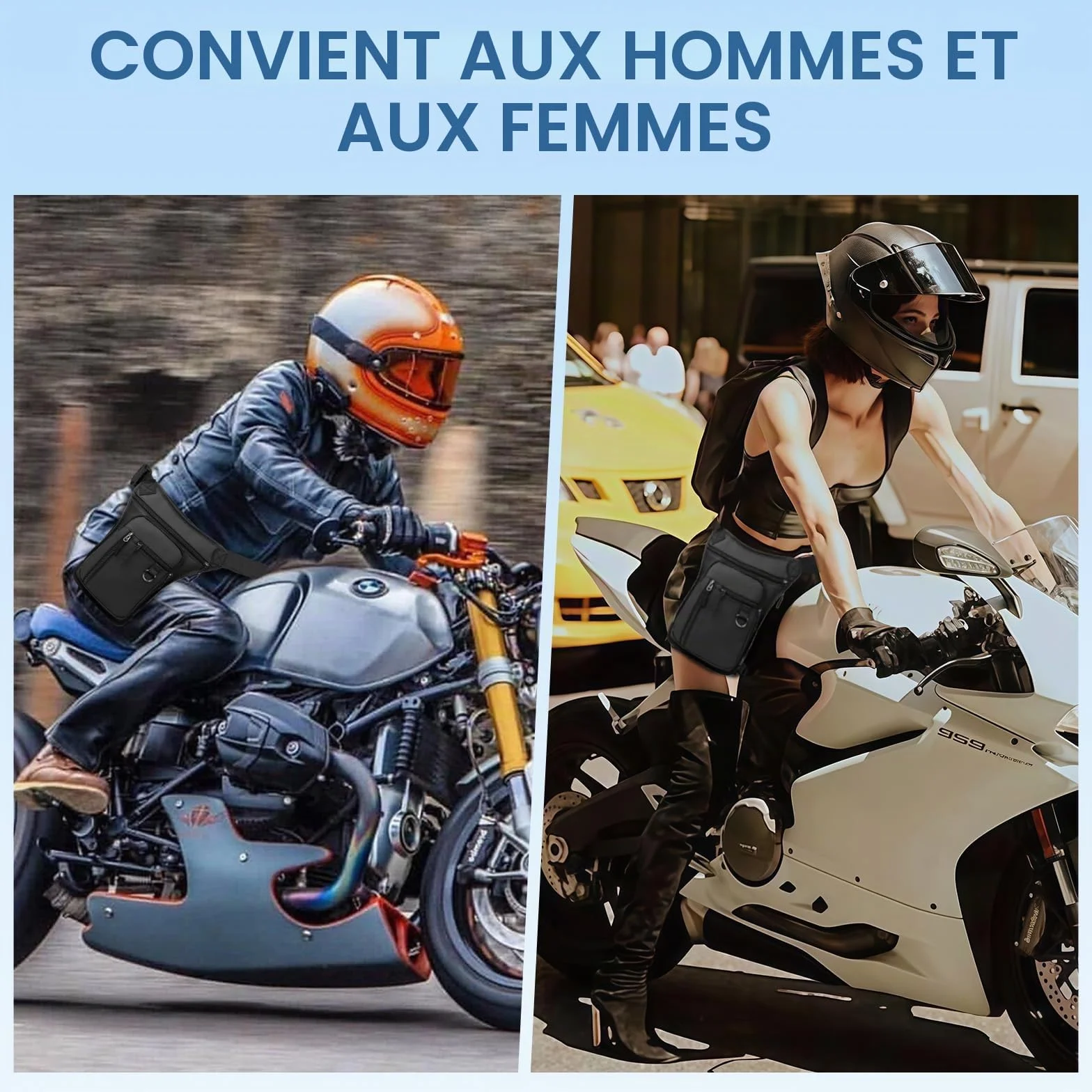 Flintronic Sacoche de Jambe Moto, Sac Tactique de Jambes Étanche, Multifontion Moto Poche Jambe, avec Sangle de Jambe Amovible, pour Voyage, Camping, Course, Équitation