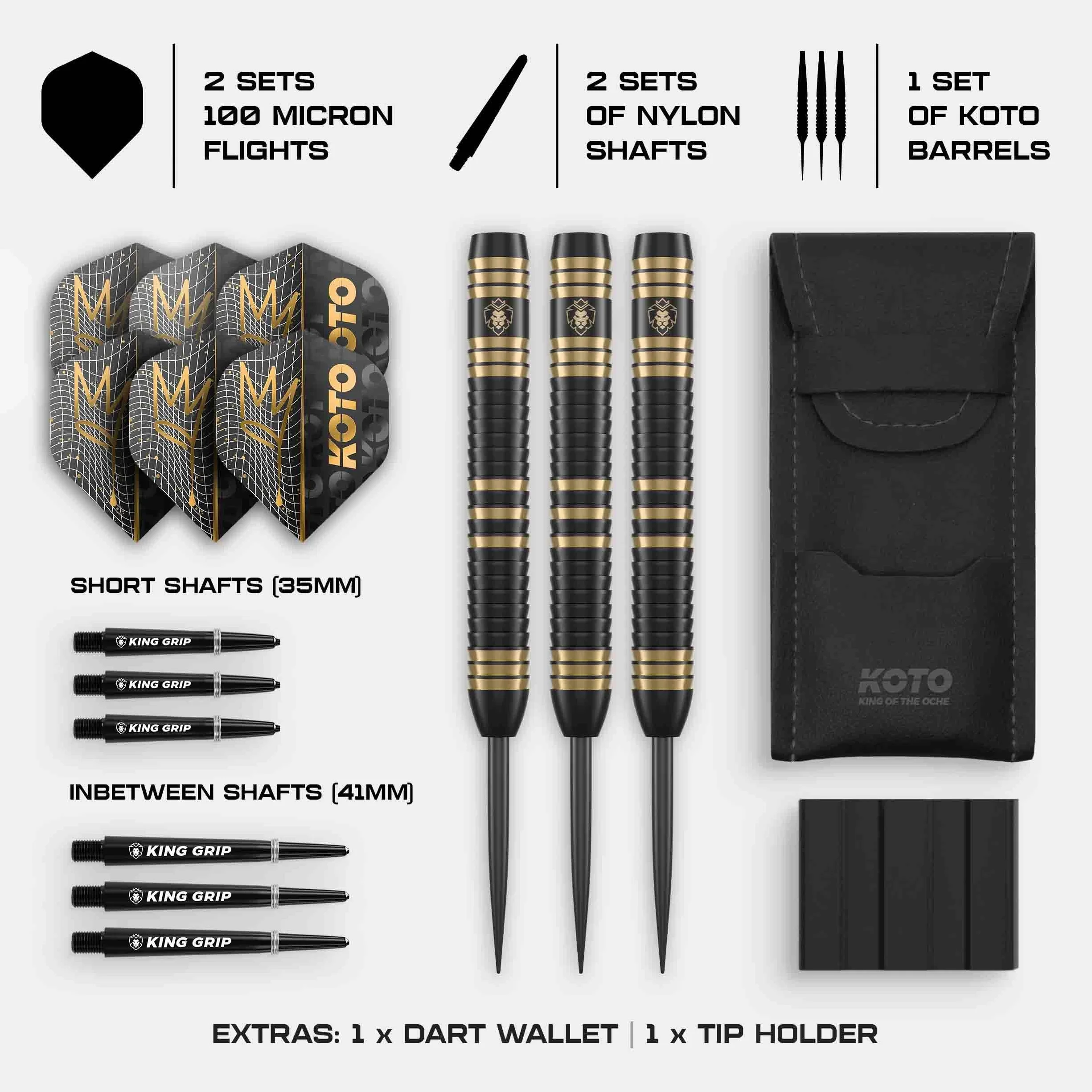 Fléchettes Academy Class 2 13 G Argent Bleu Grip Annulaire Solide Flights Shafts Étui