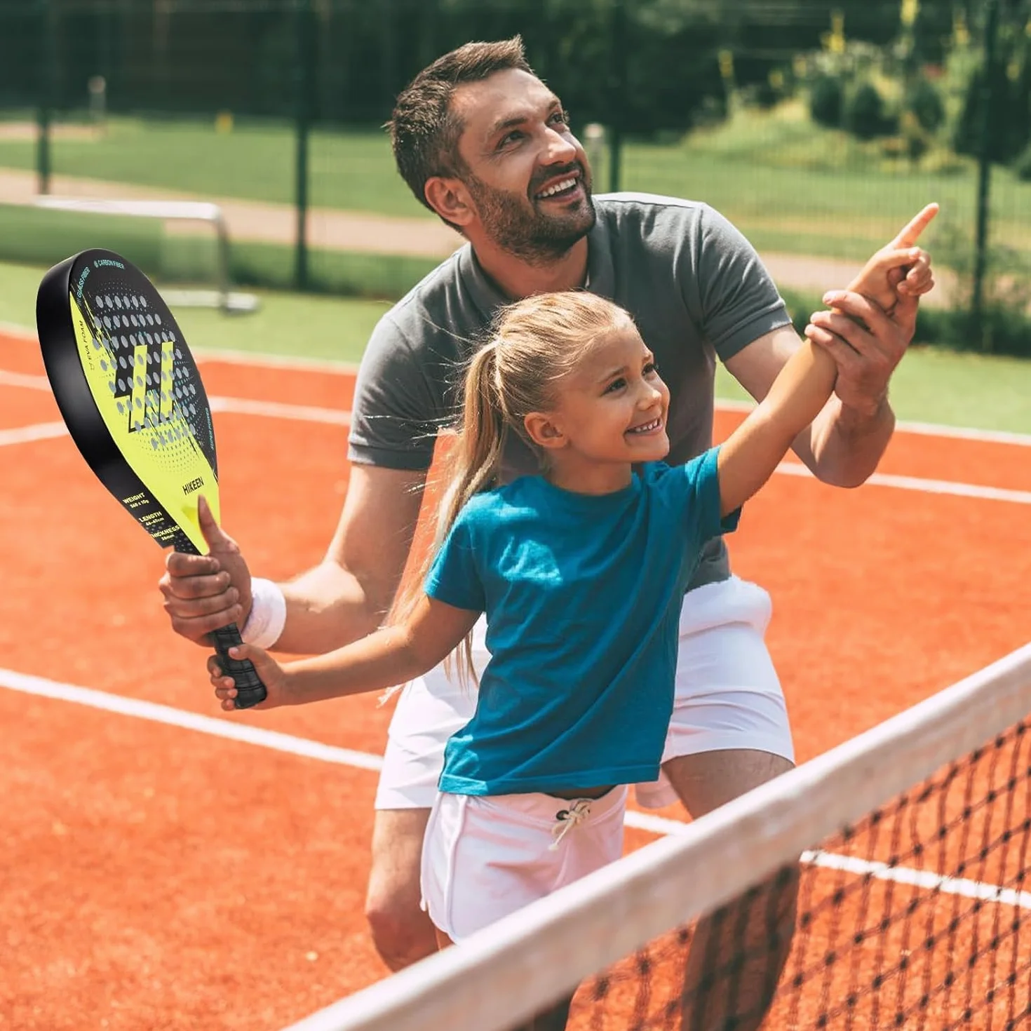 BOOSTEADY Raquette de Padel Fibre de Verre Carbone avec Balles de Tennis pour Adultes Débutants