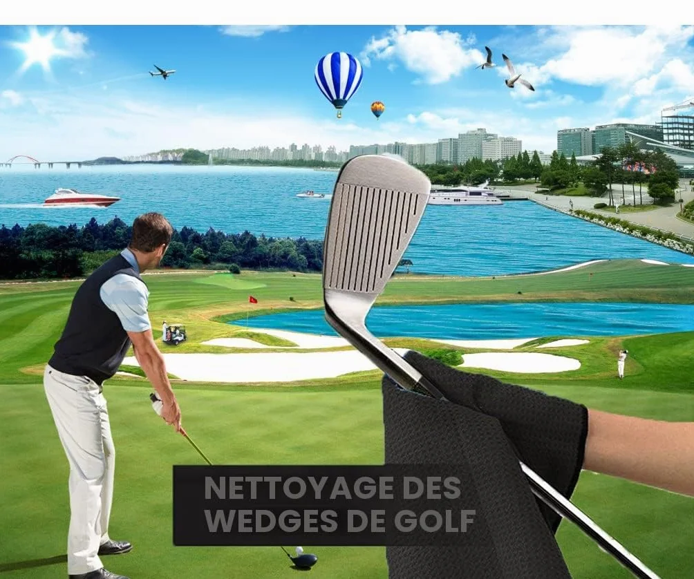 Kit de Nettoyage pour Club de Golf - Brosse de Nettoyage Pliable en Microfibre - Outil de réparation de Golf avec marqueur de Balle - Kit de Nettoyage Pratique pour golfeurs