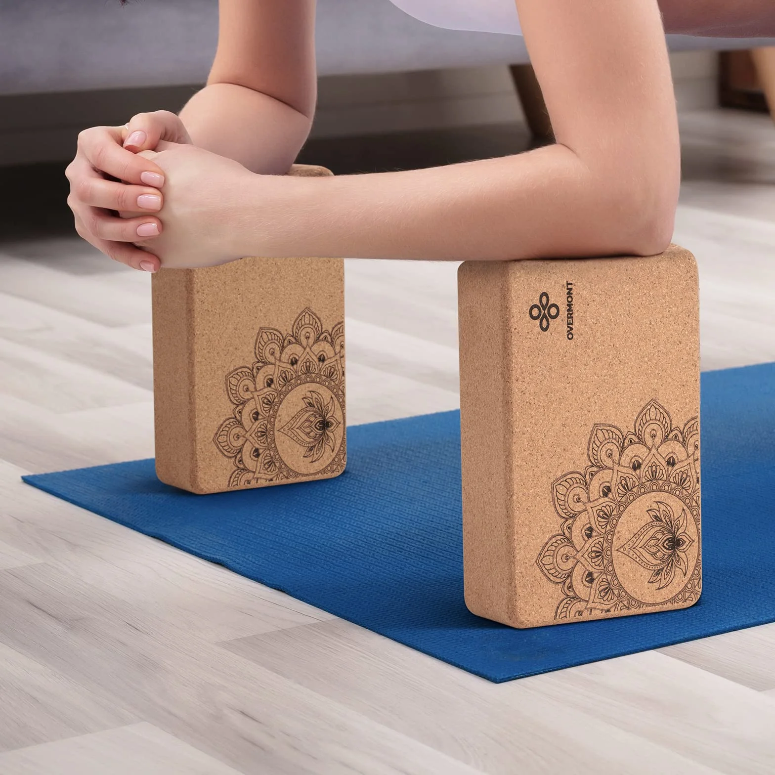 Overmont Blocs de yoga en liège Lot de 2 avec sangle 23 x 15 x 7,6 cm pour yoga pilates fitness