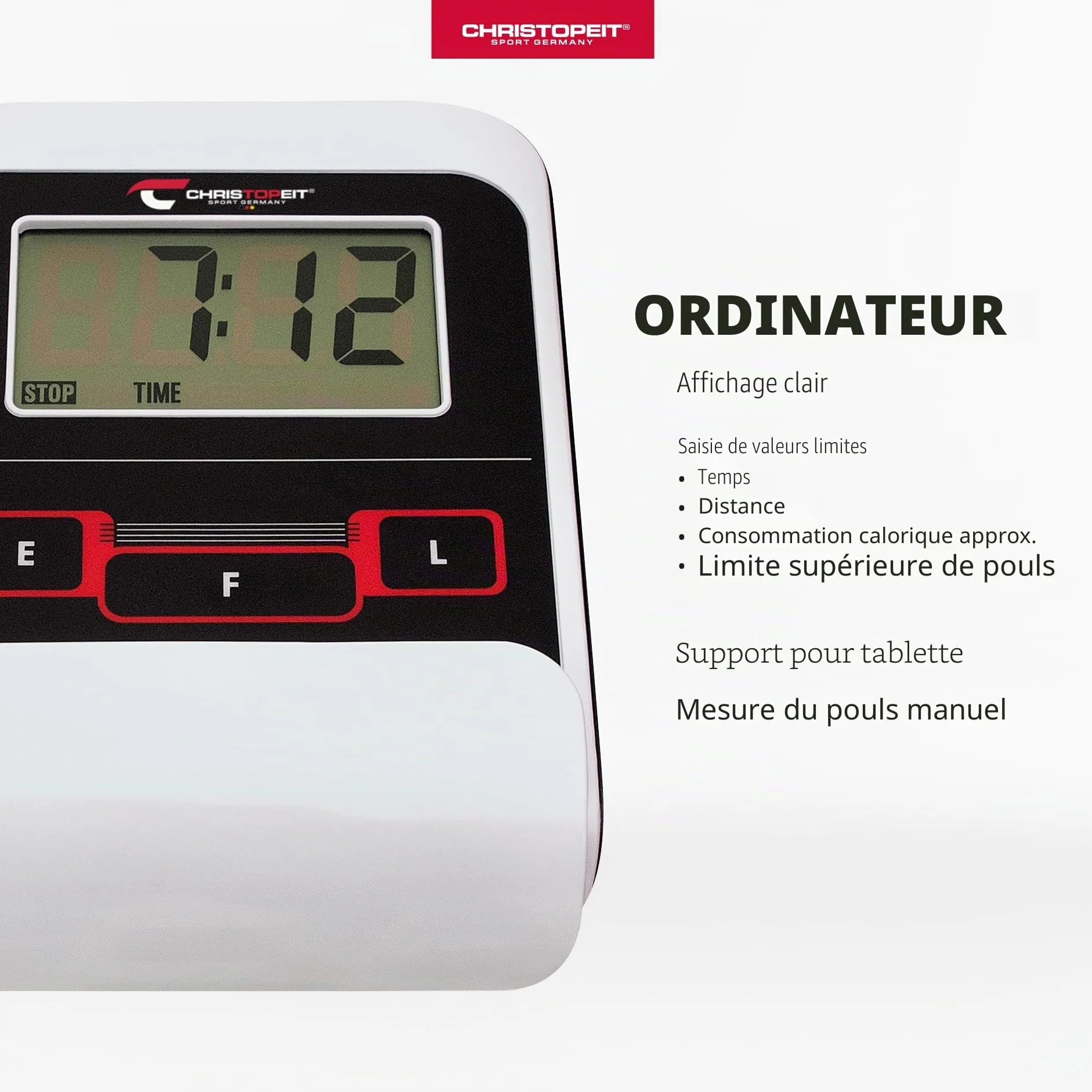 Christopeit Vélo elliptique et vélo d'appartement 2 en 1 CT 4 avec frein magnétique 7 kg et 8 niveaux de résistance