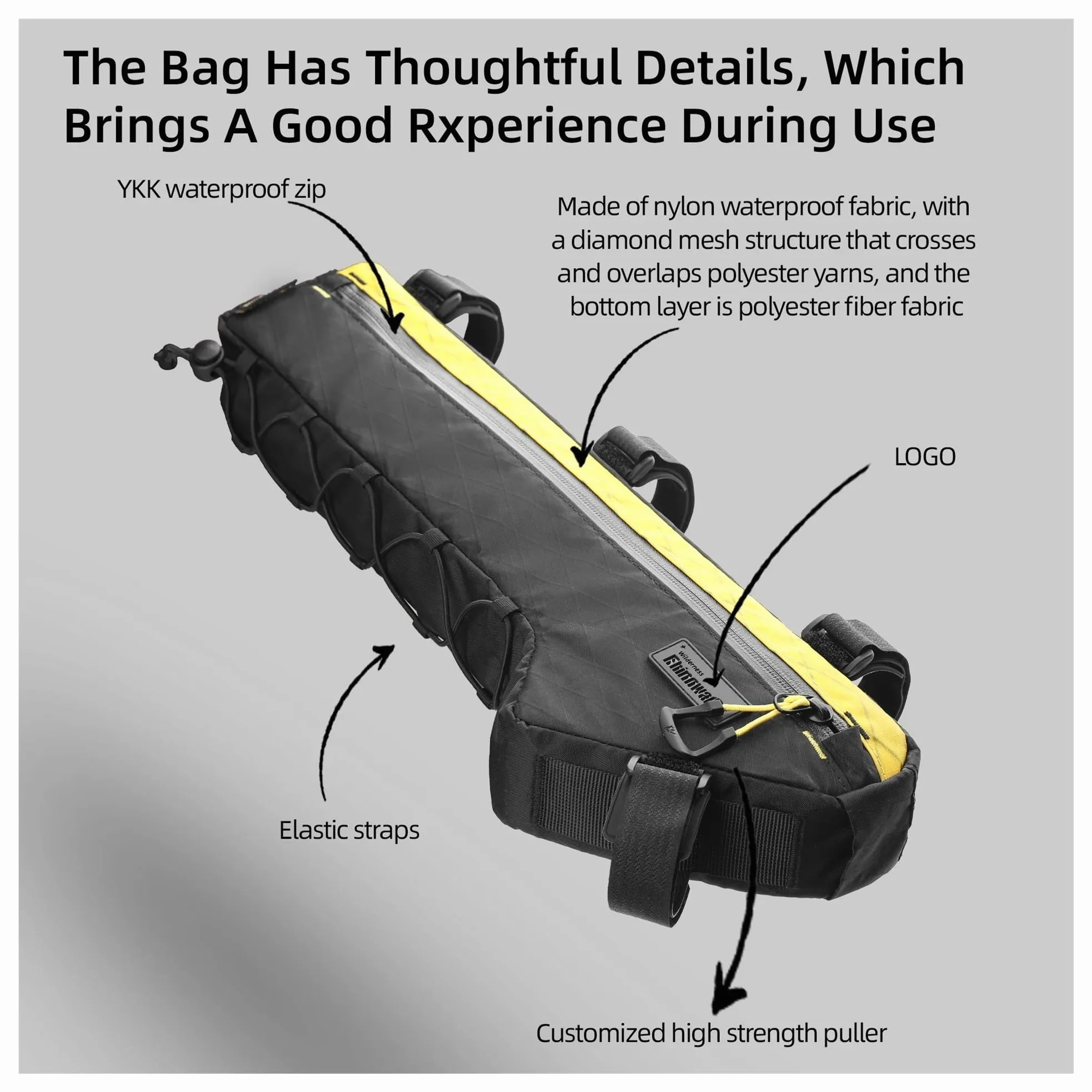 Xi Yu 1 Sac de Traverse de Cadre de vélo Triangulaire étanche à la Pluie | Déplacements quotidiens et stockage de vélos extérieurs(Black-2.4L)