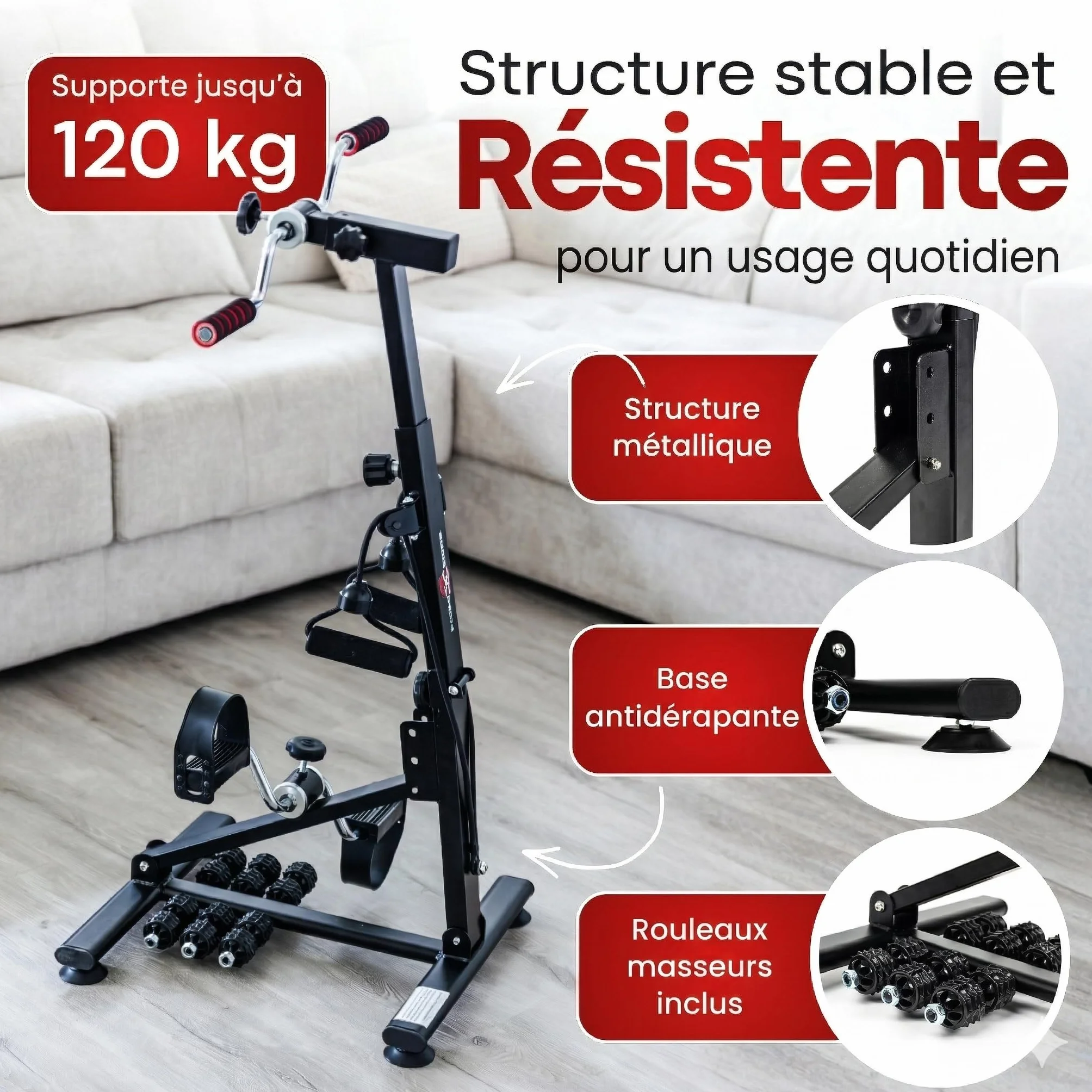 Mini vélo Appartement 2 en 1 Bras et Jambes avec Résistance Réglable – Pédalier Bureau pour Exercice Maison