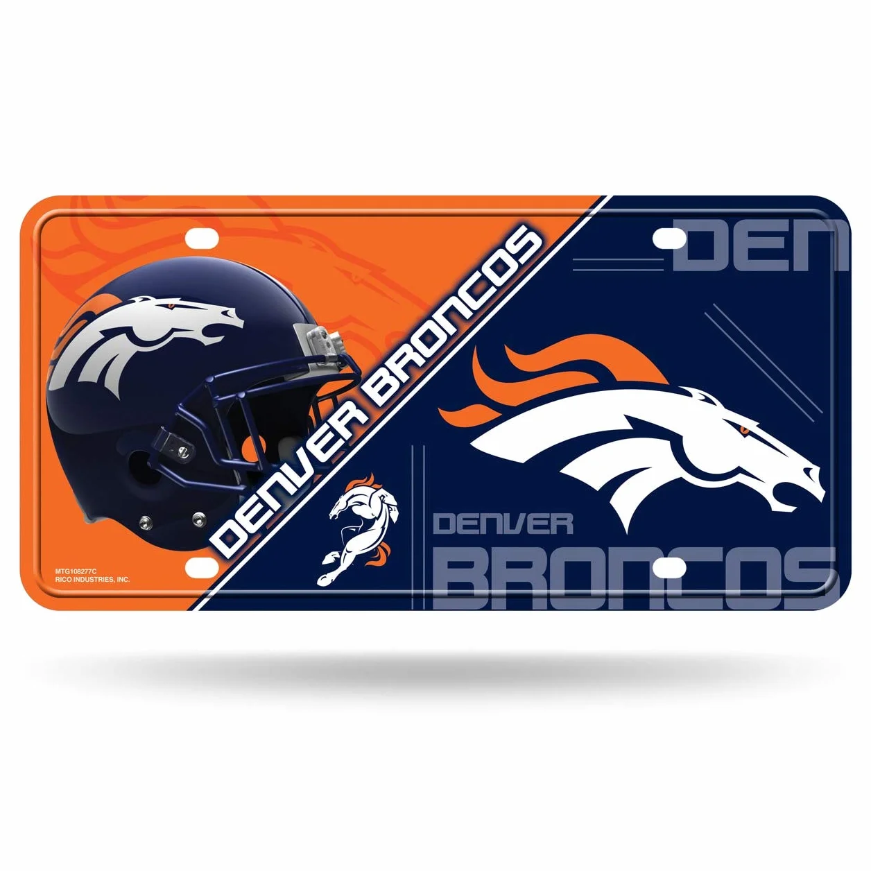 Rico Industries NFL Denver Broncos plaque d'immatriculation en métal, Team Couleur, taille unique