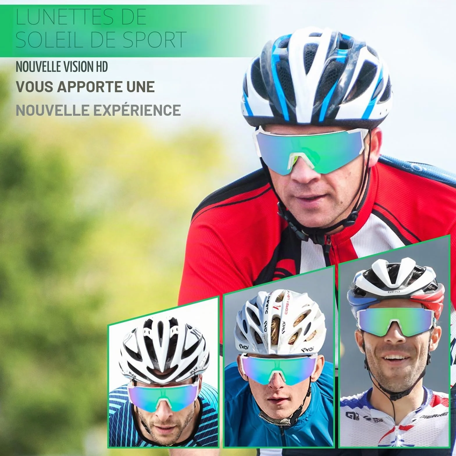 Lunettes de soleil polarisées UV400 Sport Hommes Femmes VTT Vélo Course Running