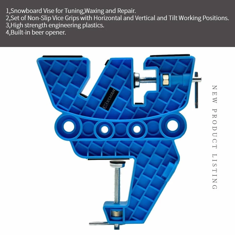 XCMAN Ski and Snowboard Vise for Tuning Waxing Repair, Non-Slip Vice Grips with Horizontal Vertical Tilt Positions