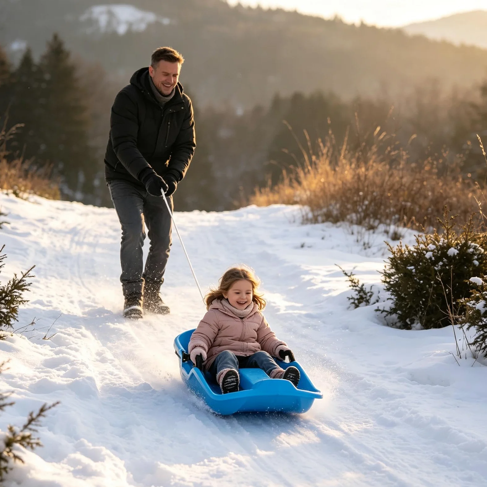 Luge De Neige pour Toboggan Portable 2 Personnes Jouet avec Corde De | Luges D'Hiver Pour D'Extérieur Pour Toutes Saisons, Neige, Plage, Sable, Glace, , Pentes, En Plein Air