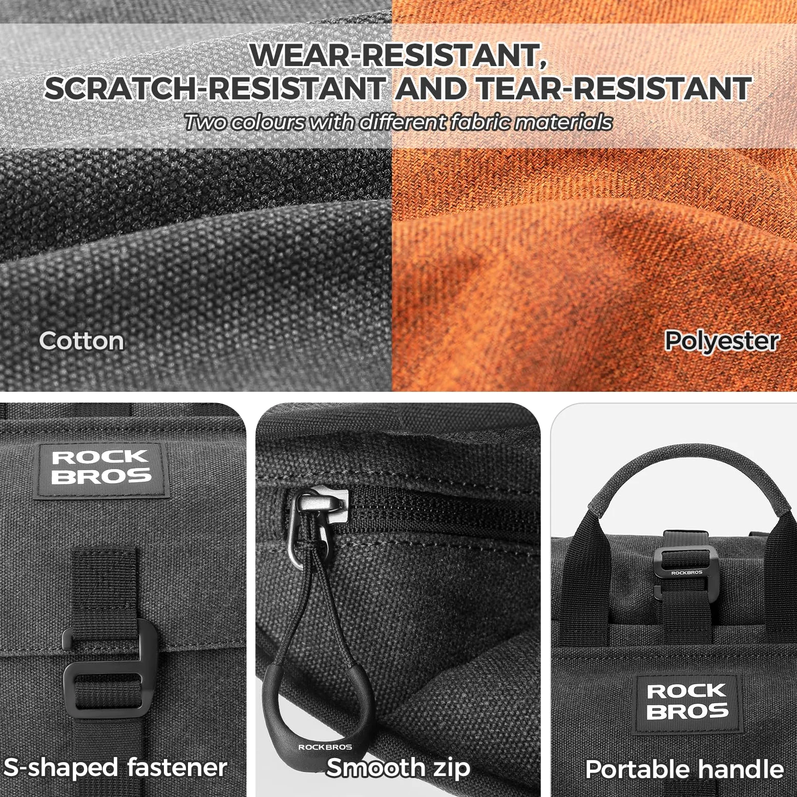 ROCKBROS Sacoche Avant pour Vélo Brompton Sacoche de Guidon pour Vélo Pliant Multifonctionnel Grande Capacité 11.5-16.8L Extérieur Ajustable Noir