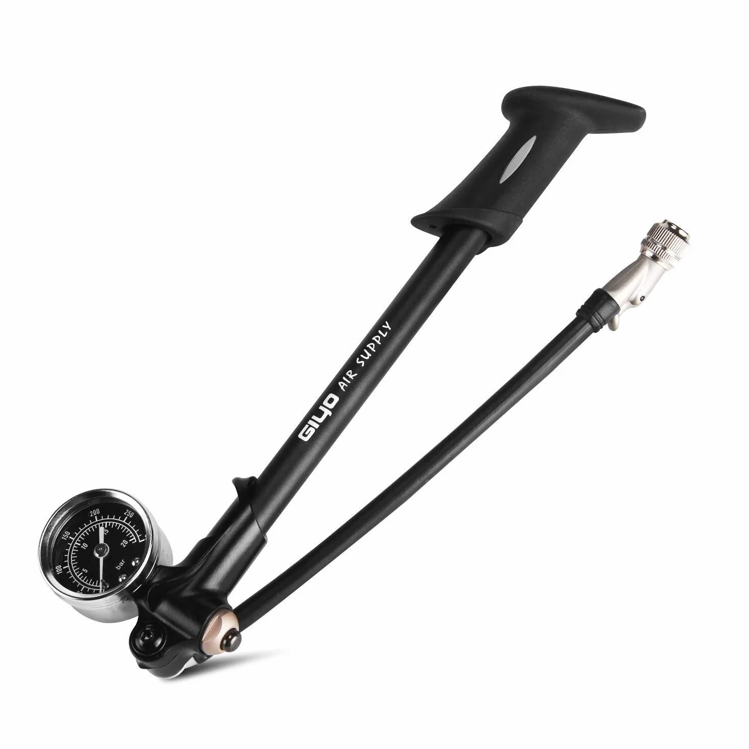 Pompe à chocs haute pression 300 PSI pour fourche suspension arrière levier verrouillage buse sans perte d'air Noir