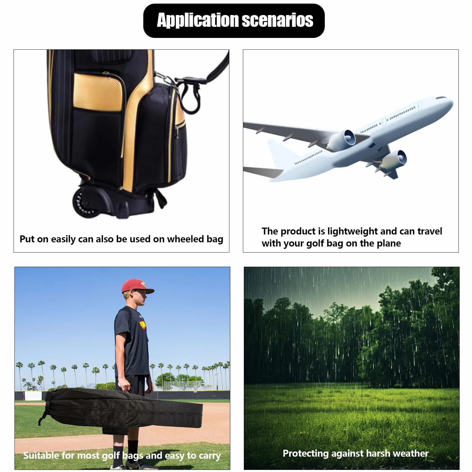 Housse de voyage de golf imperméable pliable en polyuréthane taille universelle