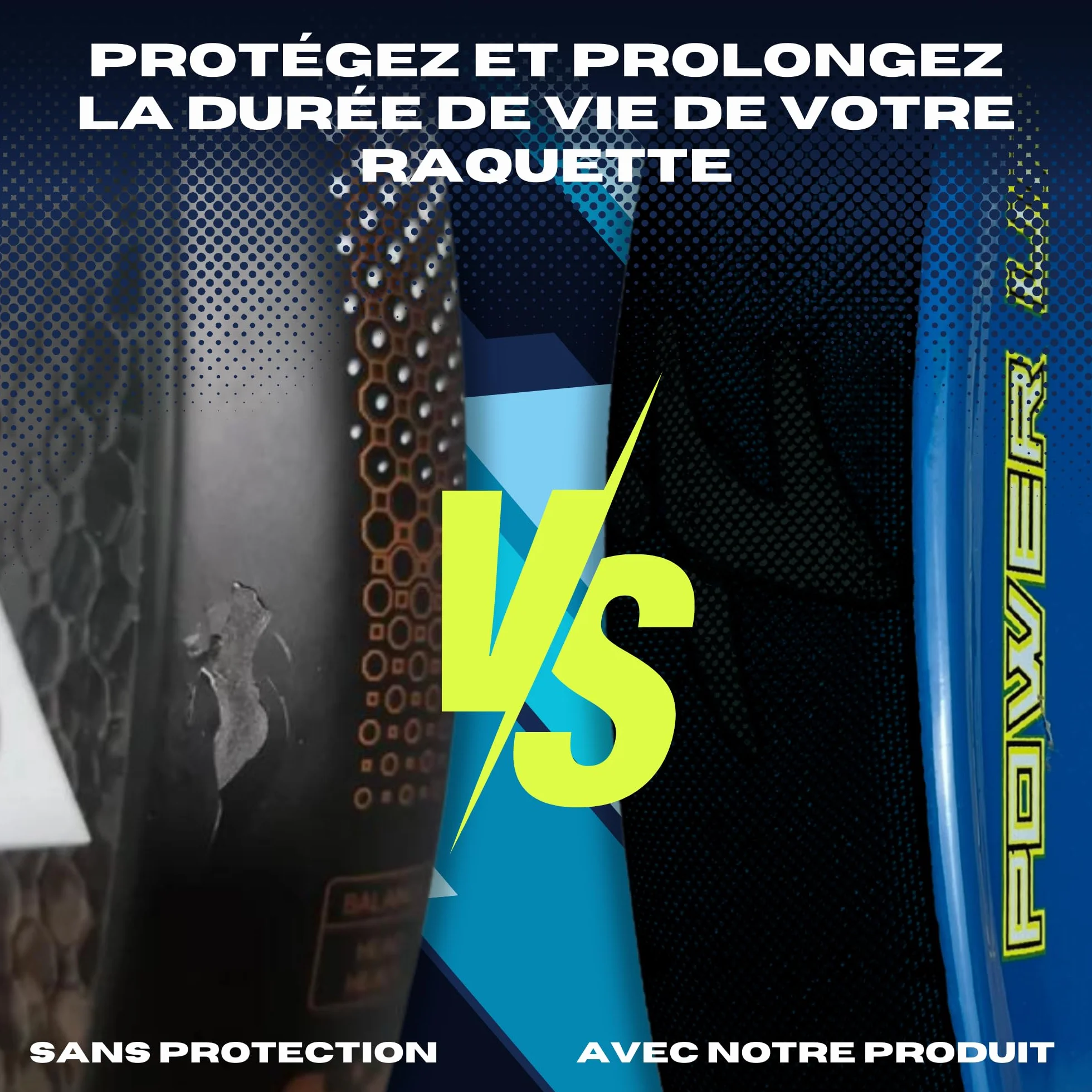 Protection Raquette Padel Noir Rugueux Silicone - Lot Multi-granulés