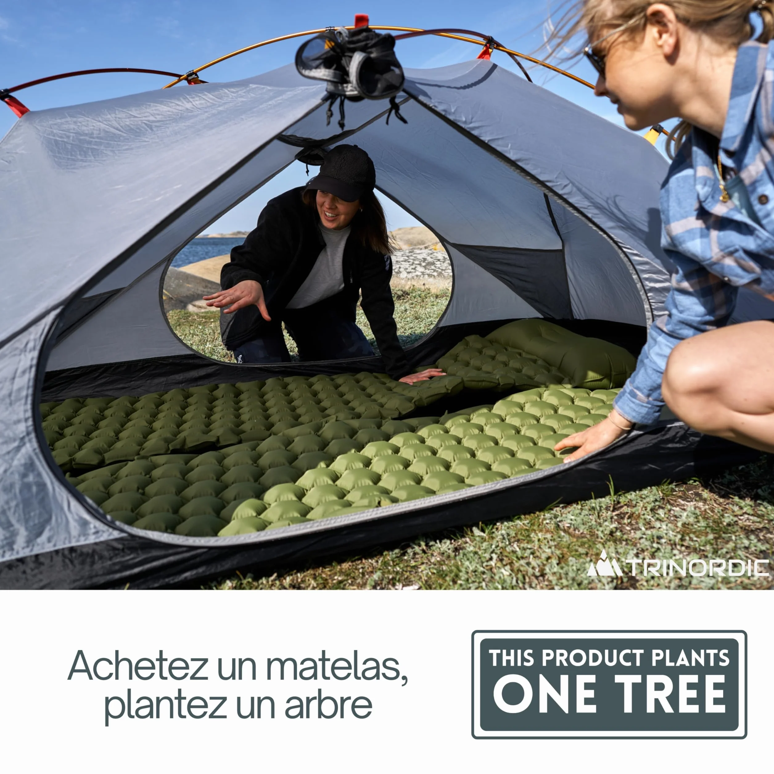 TRINORDIC Tapis de Camping Gonflable Ultraléger avec Oreiller - Matelas Pneumatique Simple pour Confort Optimisé