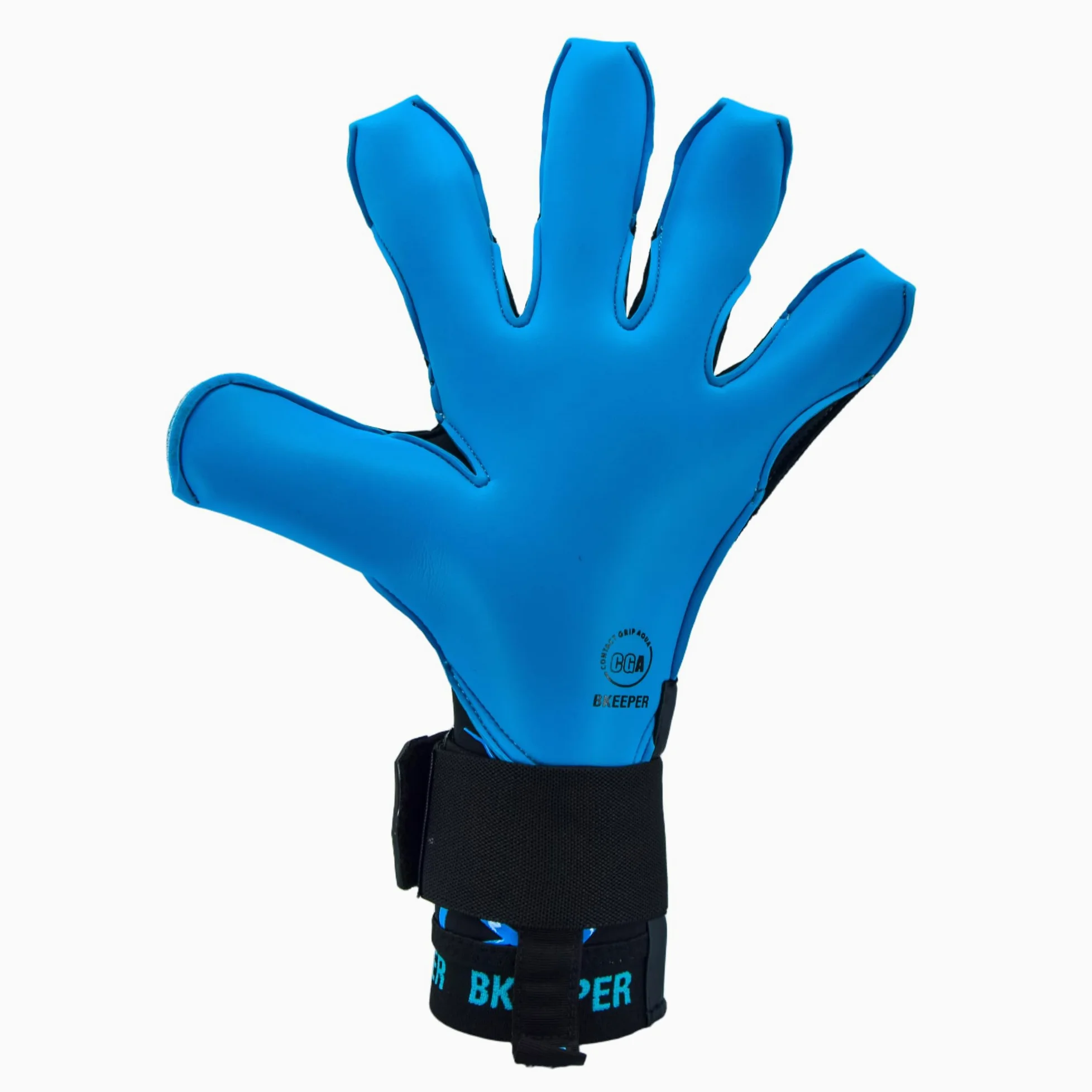Gants de Gardien NAOS #26 Aqua, Noir & Cyan, Tailles 6 à 11, Coupe Hybride, pour Adultes, Mousse Contact Aqua