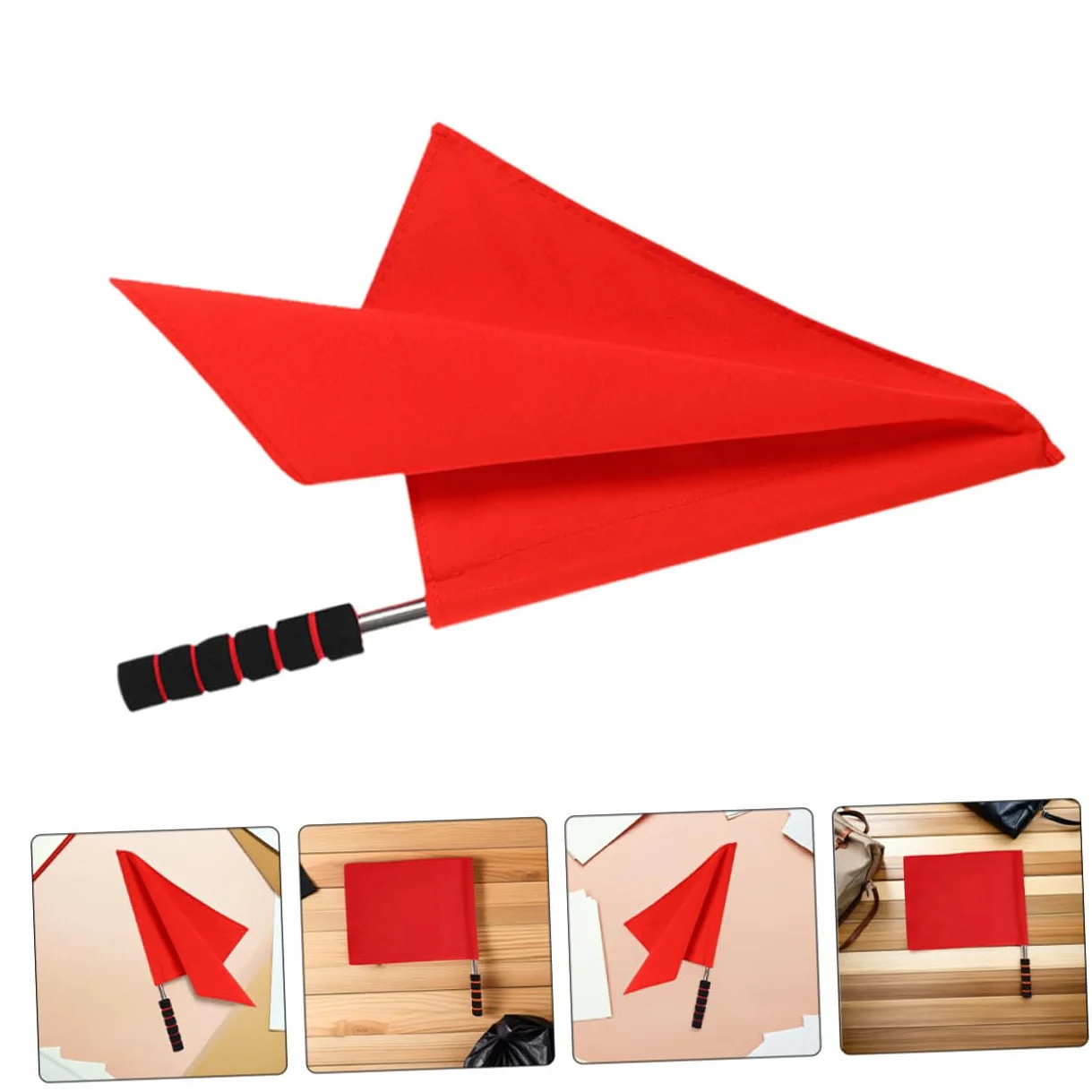 SOIMISS 7 pièces Drapeaux Arbitre Rouge Signalisation Main Juge de Touche Sport Manche Inox Mousse Équipement Léger Football Volley Rugby