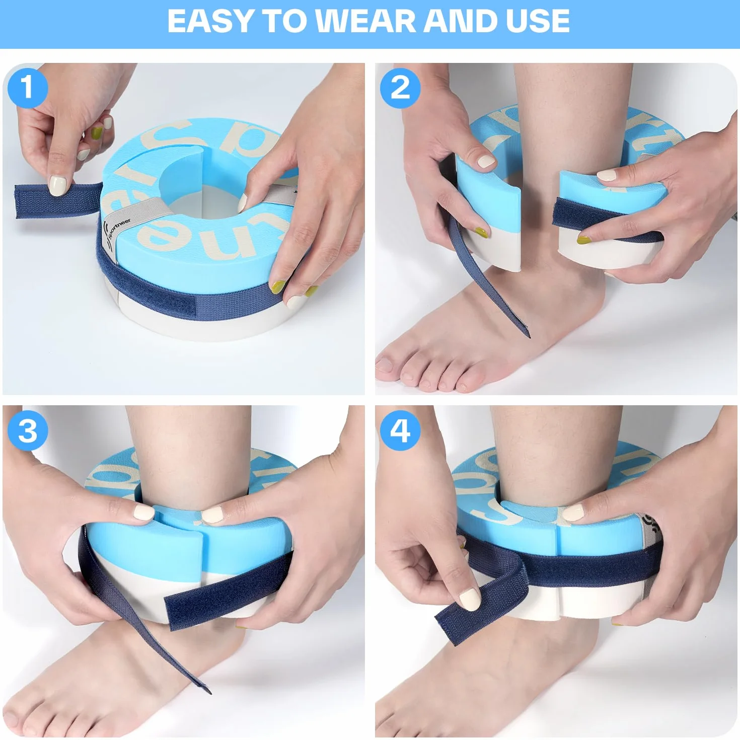Sportneer Manchettes aquatiques en mousse – Équipement d'aérobic EVA haute densité, poids d'eau pour chevilles et bras avec boucle amovible pour Aqua Fitness, exercices en piscine et jogging aquatique