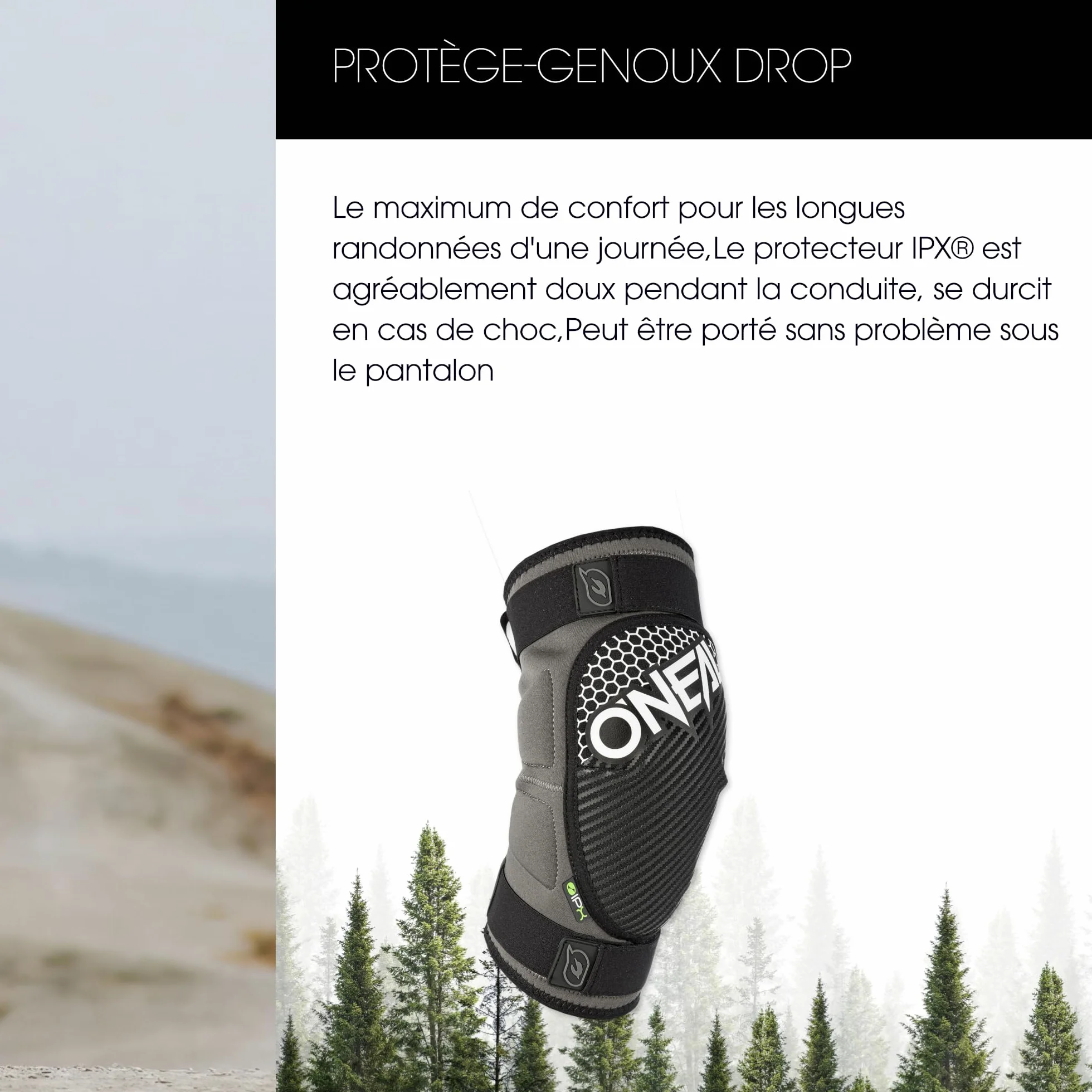 O'NEAL Protège-genoux DROP MTB BMX EN 1621-1 Adulte Gris Blanc