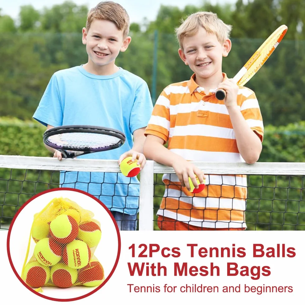 Balles de Tennis Stage 3, 12 Pièces, Rouge, Décompression 75%, avec Sac de Transport