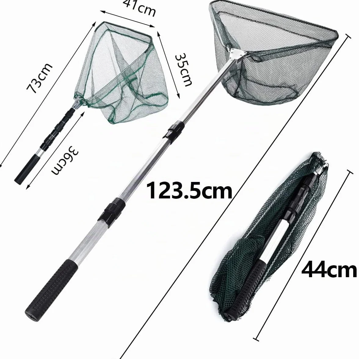 LEcylankEr Épuisette de pêche pliable caoutchoutée manche télescopique 120 cm