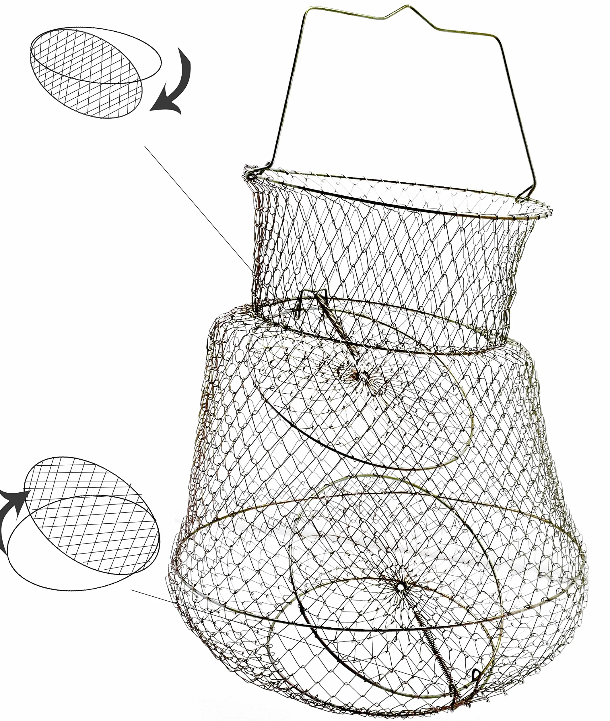 Panier à Poisson en Métal Panier à Poisson en Fil métallique Cage de Pêche Pliable Panier de Poisson Crabe