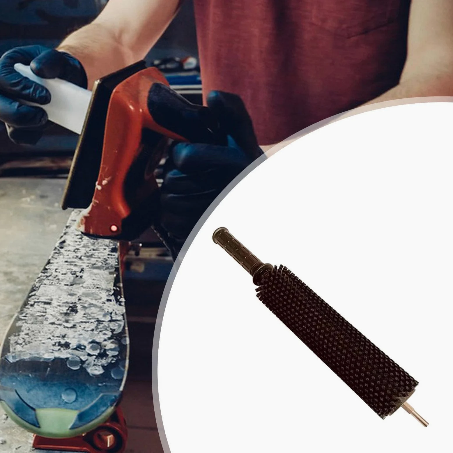 Kit de Fartage de Skis avec Manche, Brosse en Nylon de 30 Cm pour L'entretien des Skis