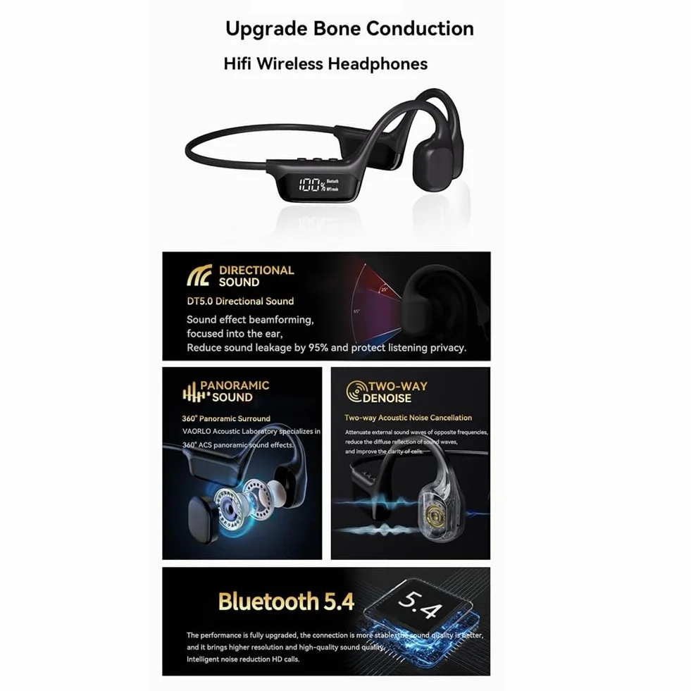 Casque sans à Conduction Osseuse Bluetooth 5.4 S10 30 Mètres de Profondeur Casque de Natation Étanche IPX8 Lecteur MP3 32 Go