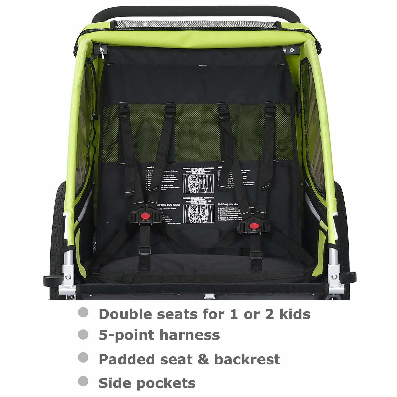 Tiggo T2 Remorque Enfants Vélo 2 en 1 Poussette Jogger Buggy 360° Roue Avant